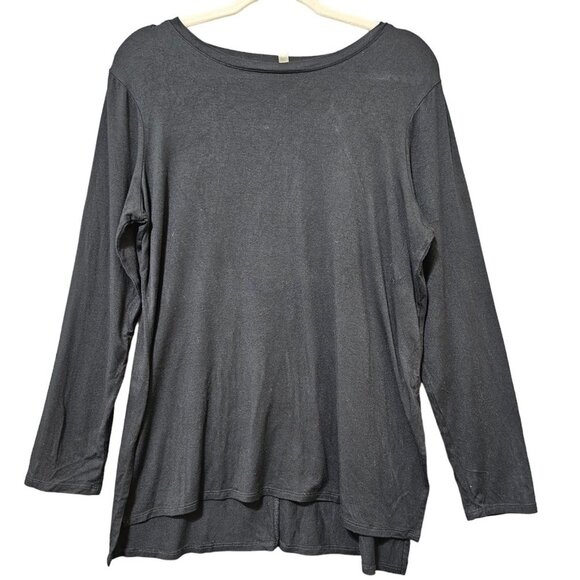 Athleta T-Shirt Womens Size Large Modal Blend Black Layered Long Sleeve Pullover - Picture 1 of 12